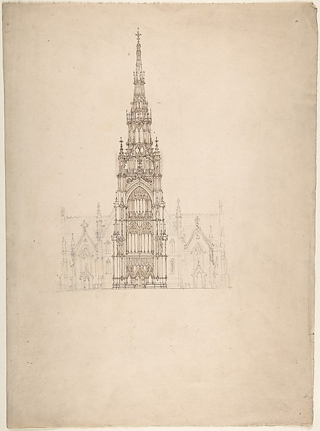 Anonymous, British, 19th century, Design for a Church in the Decorated Style, Perspective