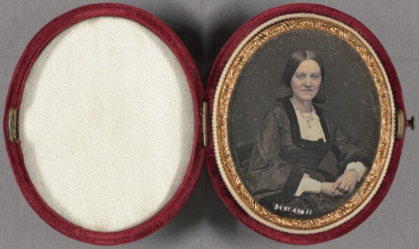 Unknown, [Portrait of a married woman with styled coiffure, seated]