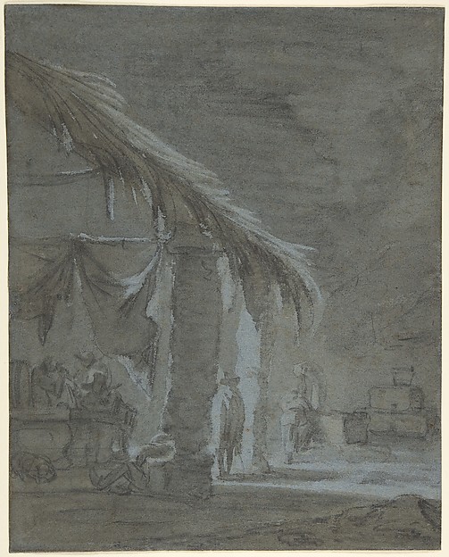 Jan Asselijn, Figures in an Outdoor Tavern