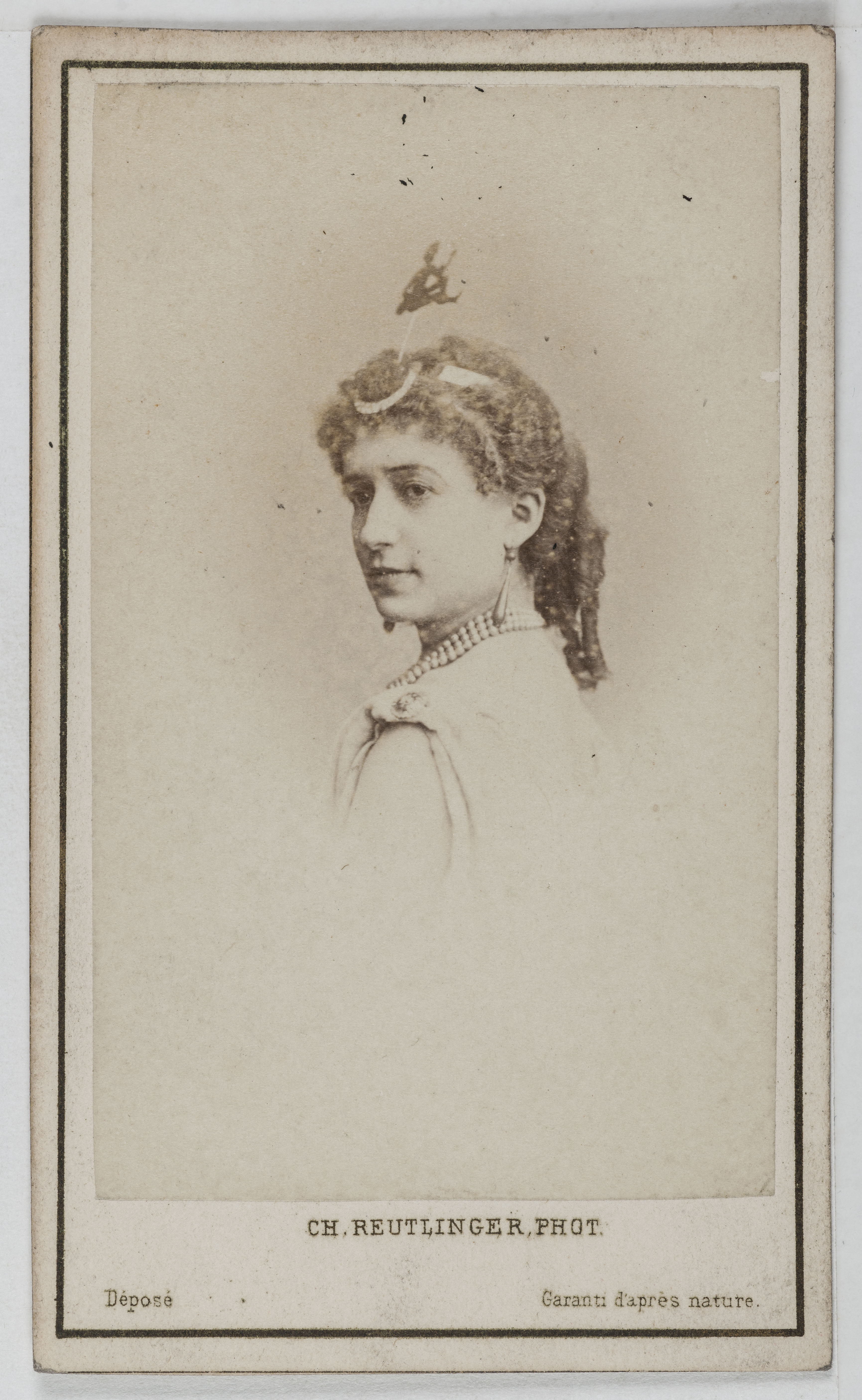 Charles Reutlinger, Portrait de Joséphine Panseron (-1890), actrice de théâtre entre 1868 et 1888.