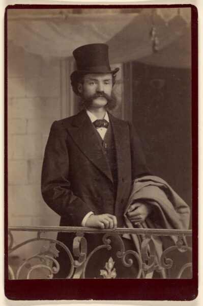 Unknown, [Unidentified man with moustache and muttonchops wearing fancy clothes and a top hat]