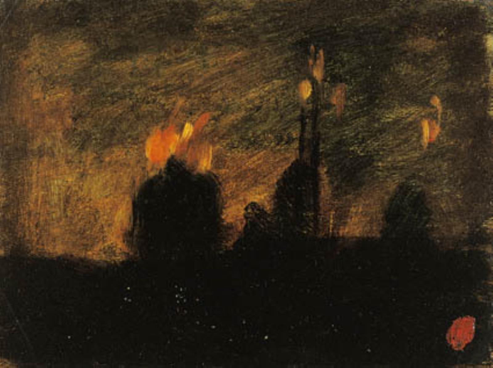 Jean-Baptiste Carpeaux, Nattestemning med ildebrande i St-Vast-là-haut nær Valenciennes
