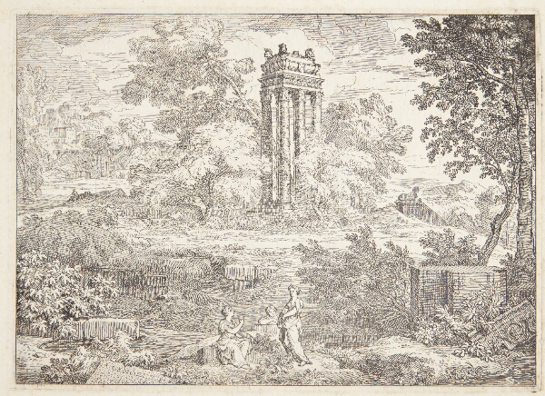 Abraham Genoels, Arkadisk landskab med et mausoleum med seks søjler