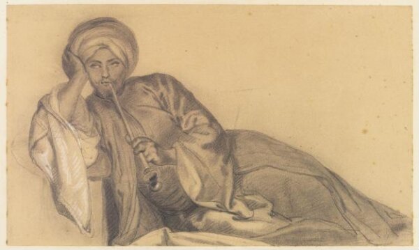 Unknown, Figure of a Man in Arab dress, reclining, smoking a chibouk