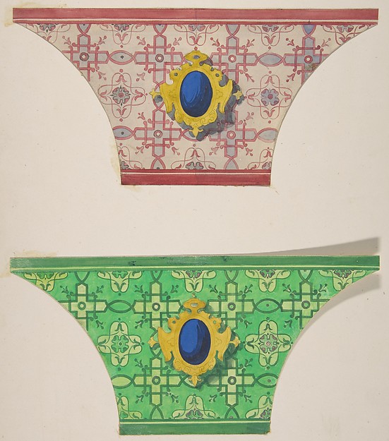 Jules-Edmond-Charles Lachaise, Two designs for the painted decoration of ceiling coves with cartouches