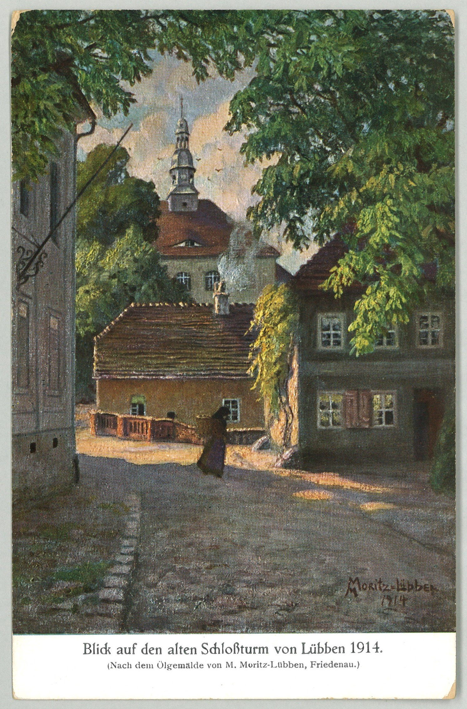 Marie Elisabeth Moritz, Lübben: Blick auf den alten Schlossturm 1914 (Gemälde von Marie Elisabeth Moritz)