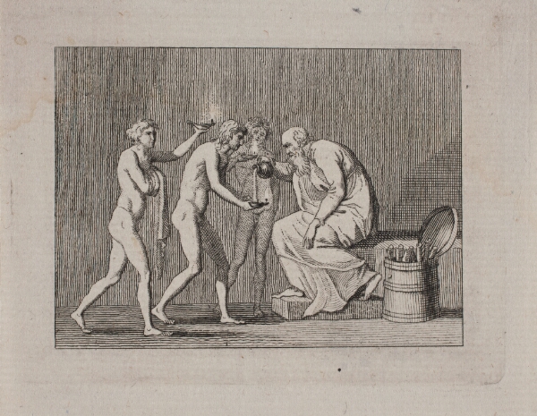 Gerhard Ludvig Lahde, Allegori med tre ynglinge og en gammel mand i antik dragt.