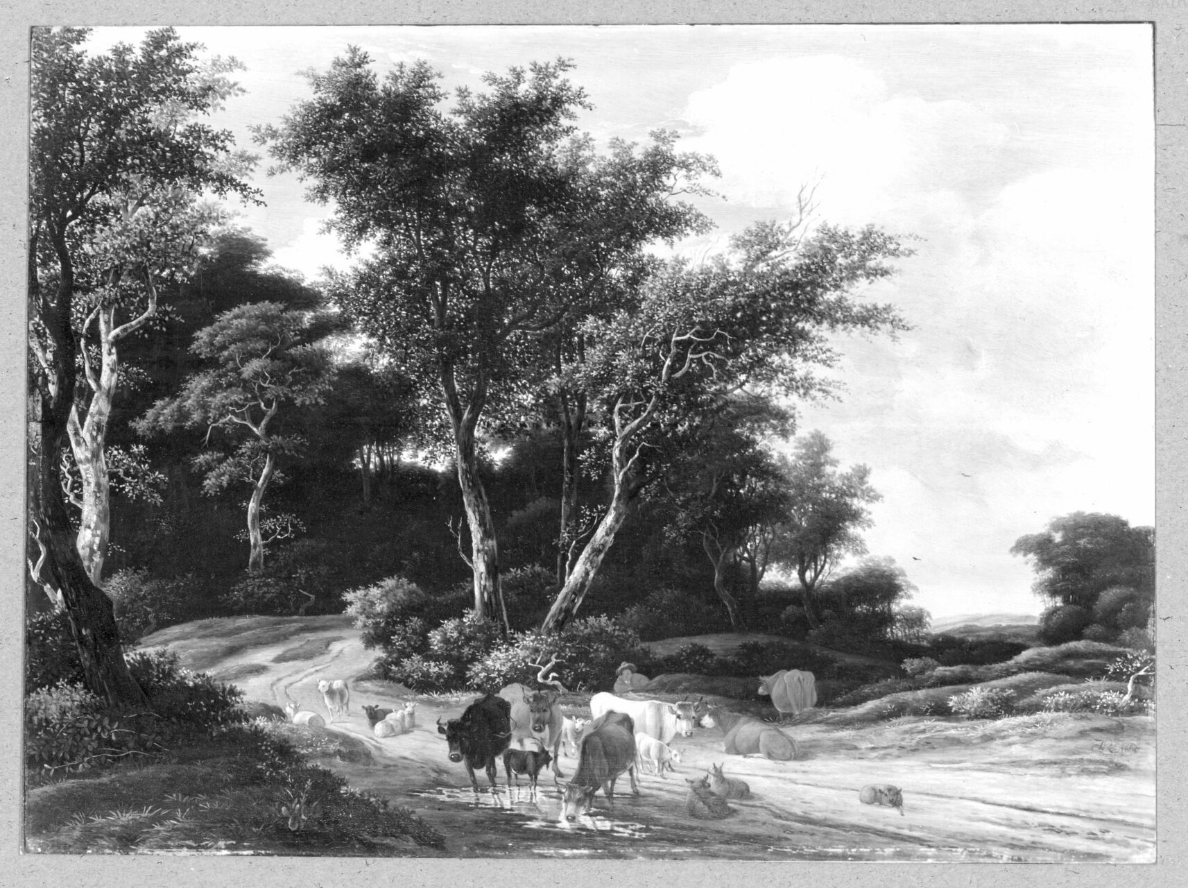 Jacob van Ruisdael, Wooded landscape with herders and cattle