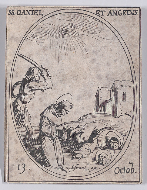 Jacques Callot, S. Daniel et S. Ange (St. Daniel and St. Angelus), October 13th, from "Les Images De Tous Les Saincts et Saintes de L'Année" (Images of All of the Saints and Religious Events of the Year)