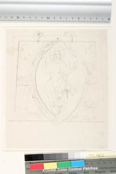 Dankvart Dreyer, Kristus i mandorla omgivet af evangelisttegnene, efter en plaqeutte i Nationalmuseet