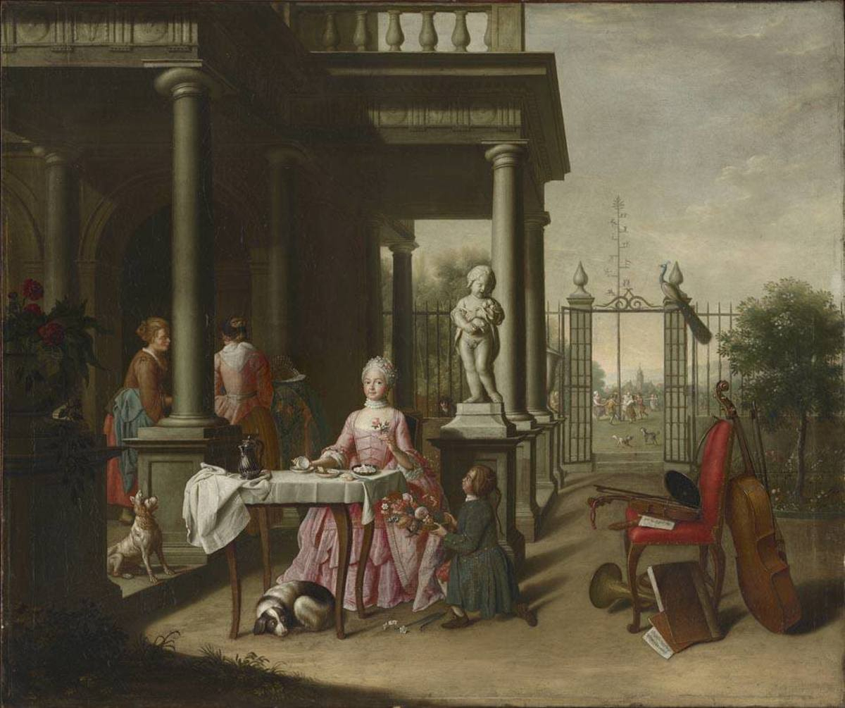 Peter Jacob Horemans, Der Frühling (Johanna de Lasence beim Kaffee im Garten)