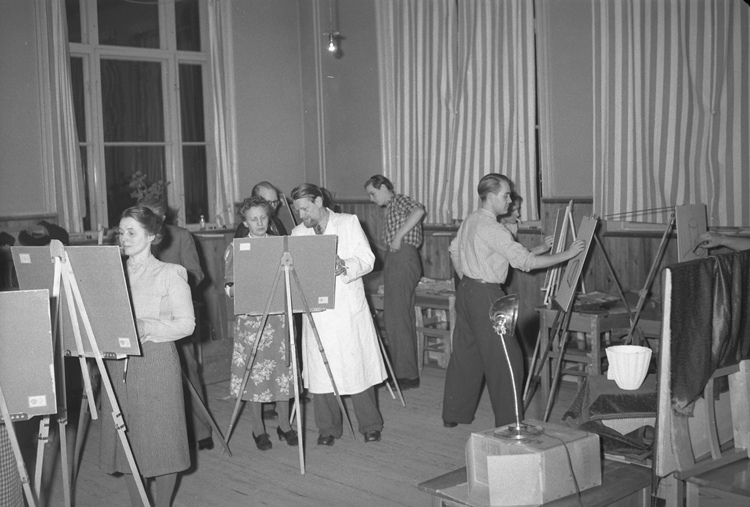 Alvar Clevfors, Text till bilden: "Målarskolan. 1949.02.15" i