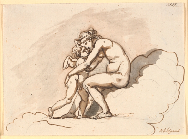 Nicolai Abildgaard, Venus, siddende i skyerne, omfavner Amor