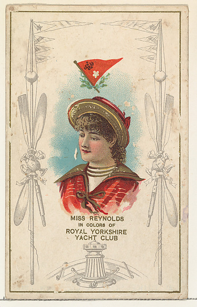 W. Duke, Sons & Co., Miss Reynolds in Colors of Royal Yorkshire Yacht Club, from the Yacht Colors of the World series (N140) issued by Duke Sons & Co. to promote Honest Long Cut Tobacco