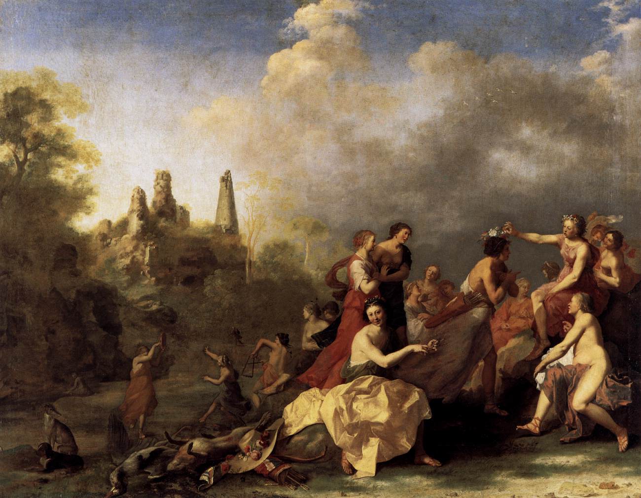 Cornelius van Poelenburgh, The coronation of Mirtillo after the kissing contest (Guarini, Il Pastor Fido)