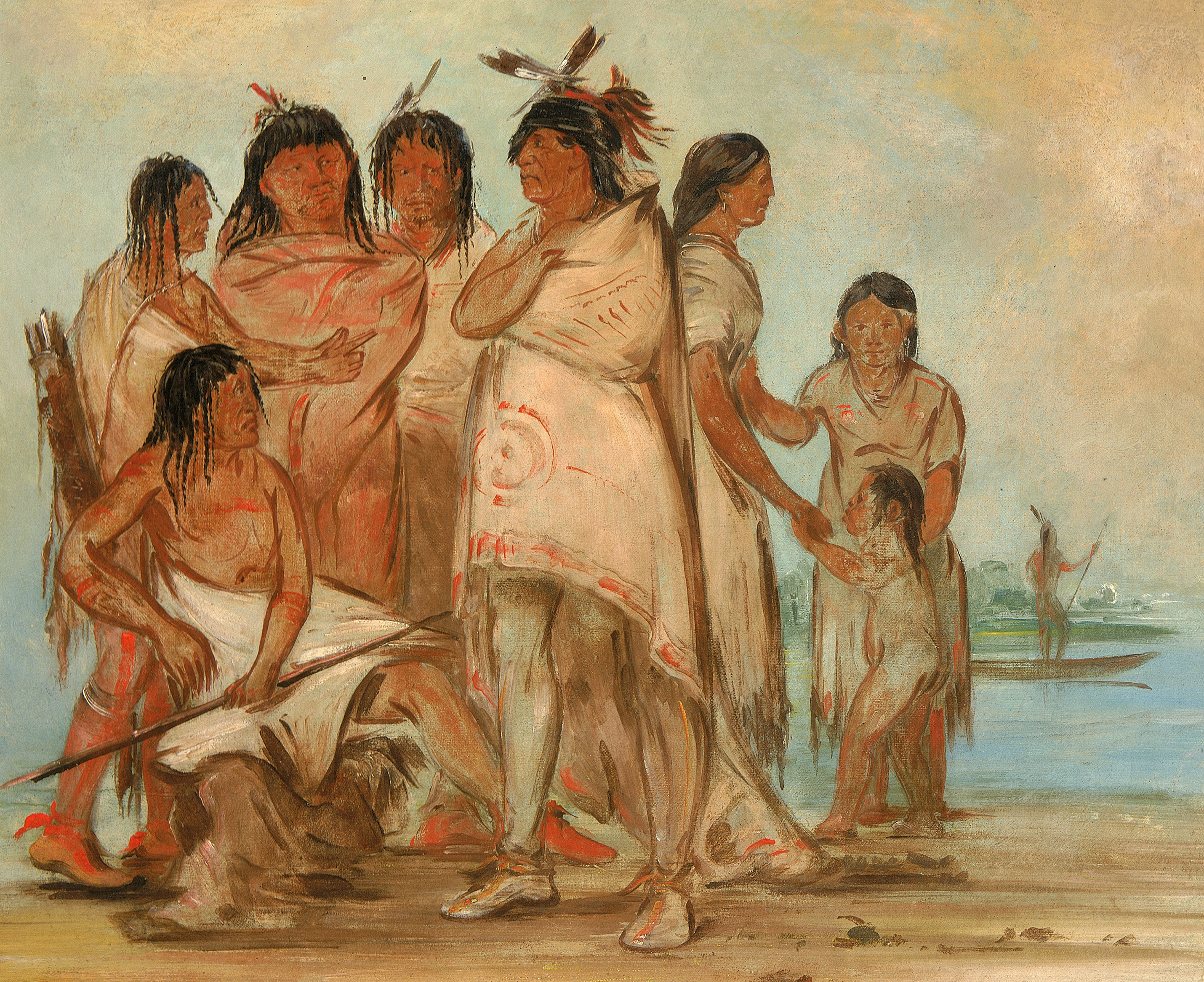 George Catlin, Du-cór-re-a, Chief of the Tribe, and His Family