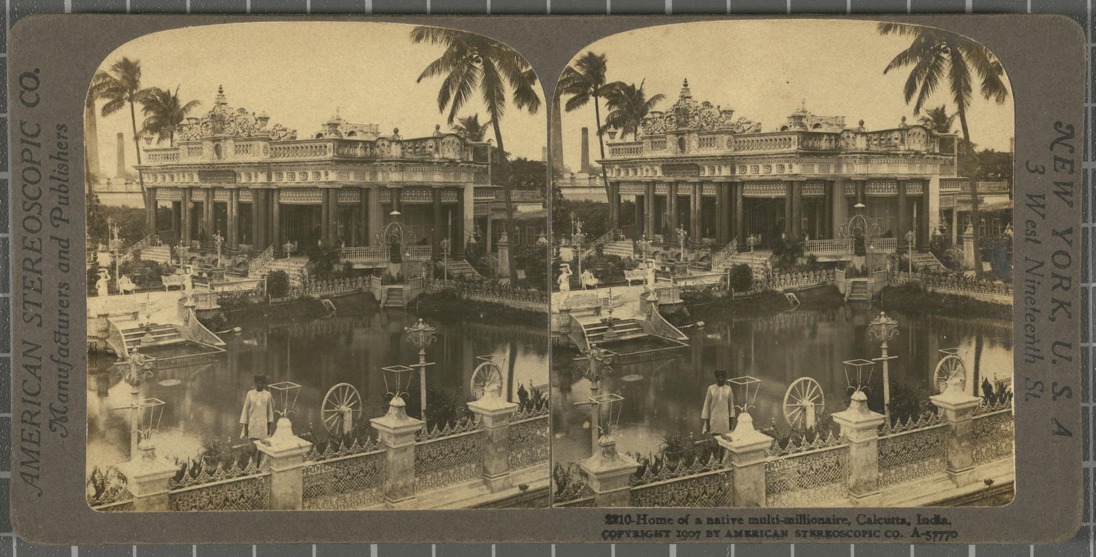 Desconegut, Home of a native multimillionaire, Calcutta, India. Justificació del títol, títol inscrit American Stereoscopic Company