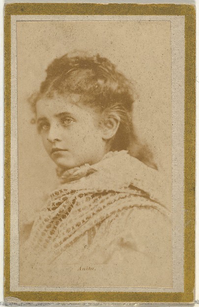 Allen & Ginter, Anita, from the Actresses and Celebrities series (N60, Type 2) promoting Little Beauties Cigarettes for Allen & Ginter brand tobacco products
