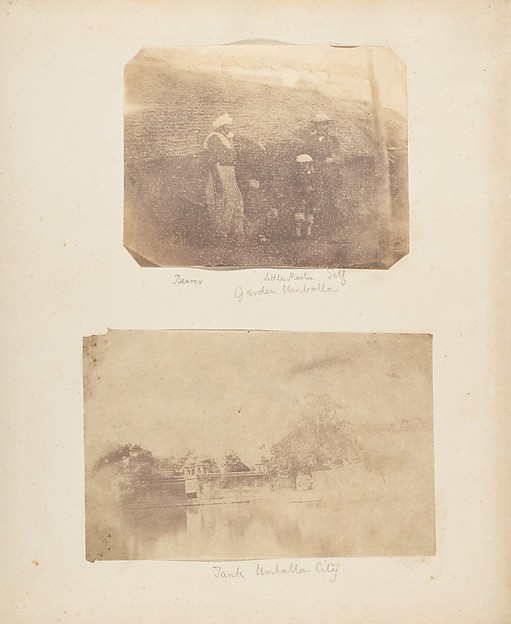 Unknown, [Portrait of a Bearer, Little Marlin, and Captain Hill, Garden, Umballa]