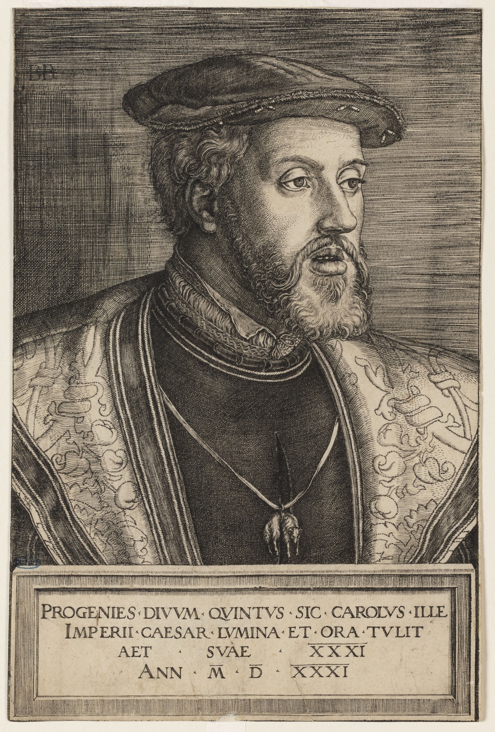 Barthel Beham, Portrait de Charles V (Hollstein, volume 2, page 228) Bartsch 60