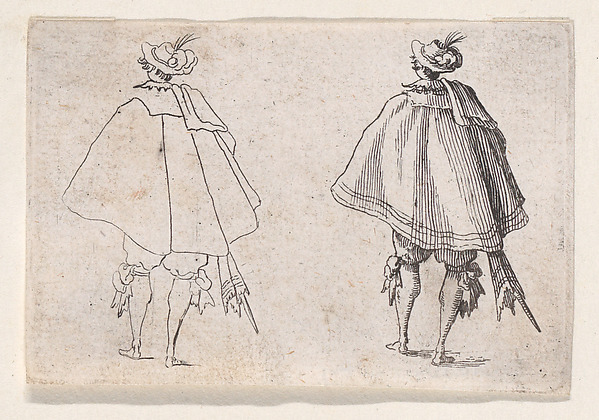 Anonymous, Reverse Copy of Le Gentilhomme au Grand Manteau, Vu de Dos (Gentleman with a Large Mantle, Viewed from Behind), from "Les Caprices" Series A, The Florence Set