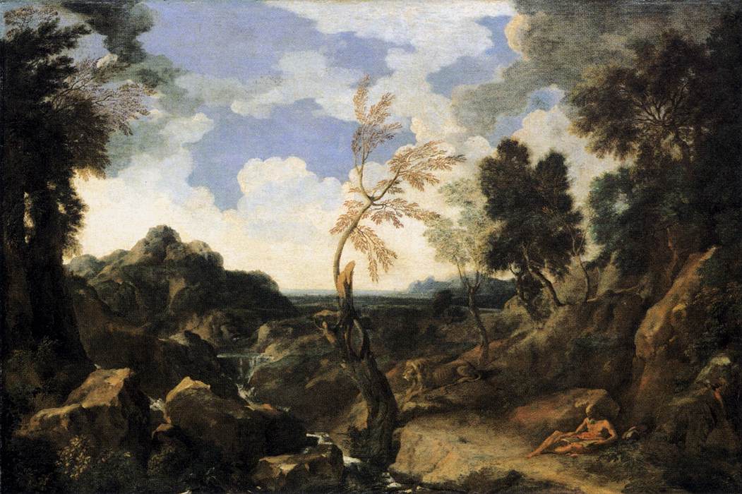 Gaspard Dughet, Landscape with Saint Jerome and the Lion