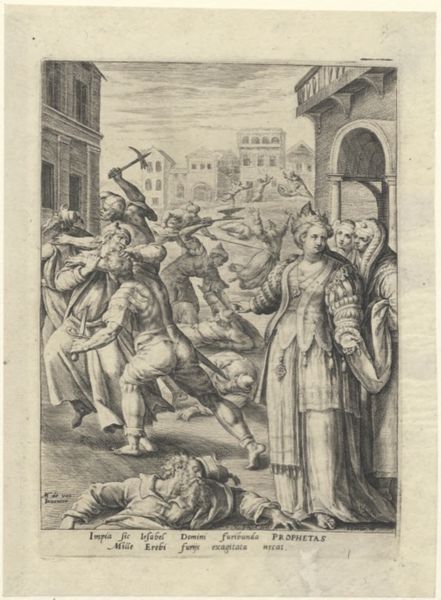 Passe, Crispijn van de, (approximately 1565-1637), (printmaker), Triumphus Martyrum: Queen Jezebel orders the killing of the prophets