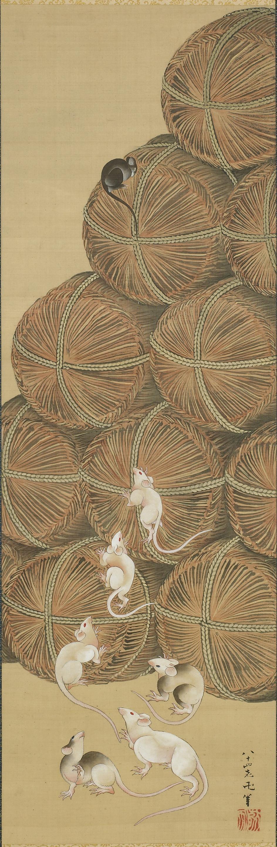 Katsushika Hokusai, Rats and rice bales