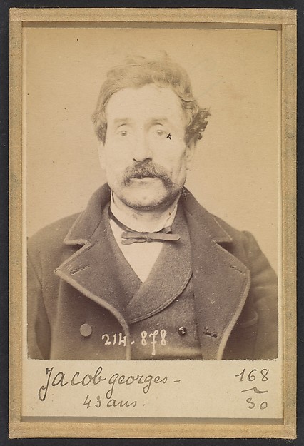 Alphonse Bertillon, Jacob. Georges, Gustave. 43 ans, né à Paris XVIIe. Journalier. Anarchiste. 27/2/94.