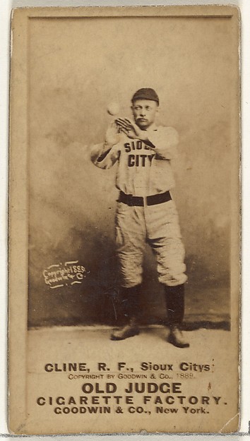 Goodwin & Company, John P. "Monk" Cline, Right Field, Sioux City Corn Huskers, from the Old Judge series (N172) for Old Judge Cigarettes