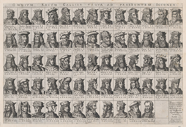 Anonymous, Small Portraits of the French Kings from Pharamond to Henri III, from "Speculum Romanae Magnificentiae"