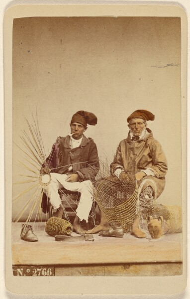 Giorgio Sommer, [Two men making baskets]