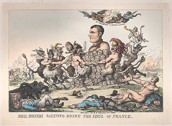Thomas Rowlandson, Hell Hounds Rallying Round the Idol of France