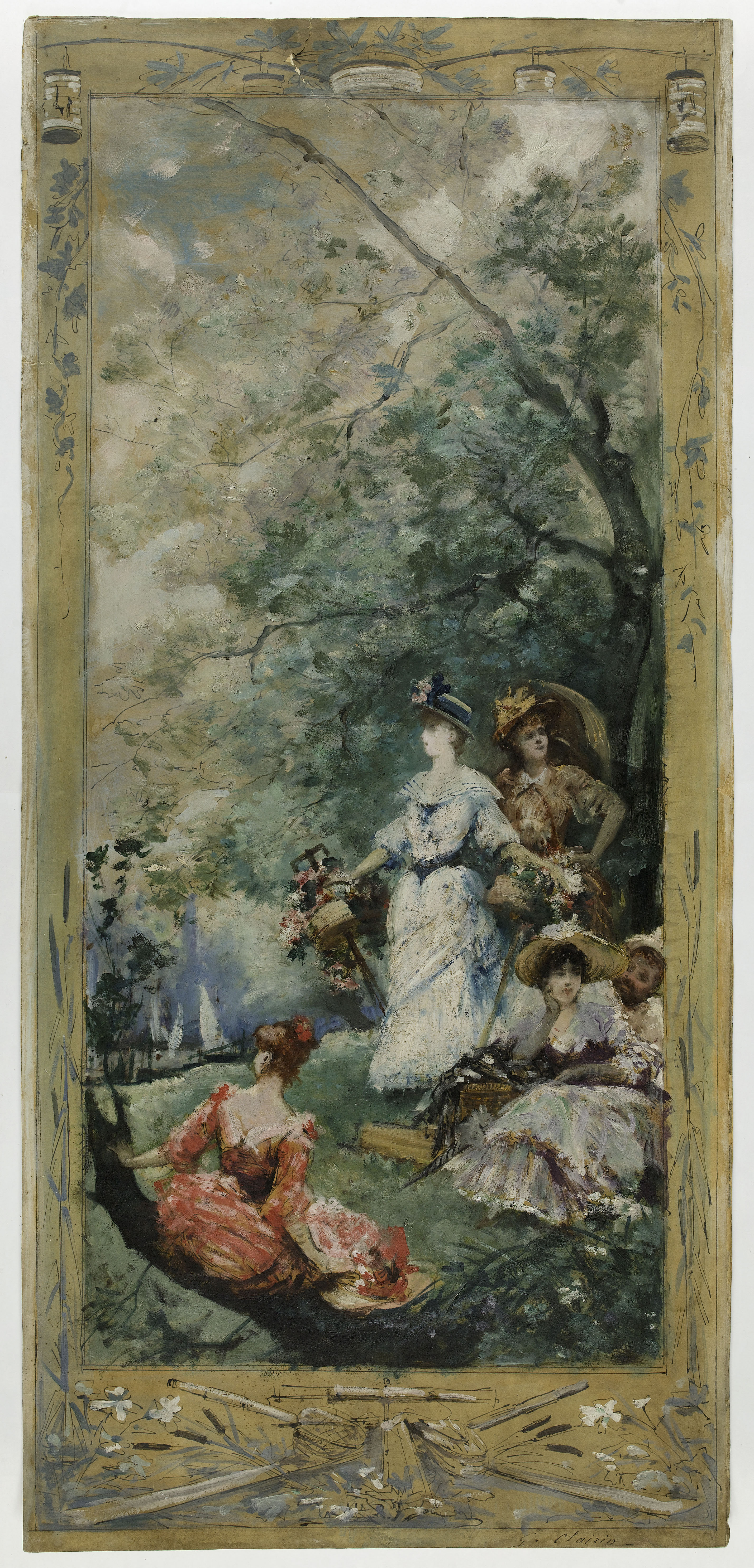 Georges Jules Victor Clairin, Esquisse pour la galerie Lobau de l'Hôtel de Ville de Paris : Fête champêtre aux environs de Paris