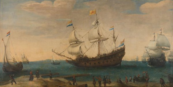 Hendrick Cornelisz Vroom, East Indiamen off a Coast