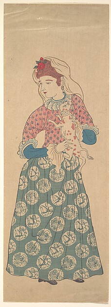 Unidentified artist, Dutch Woman Holding a Dog