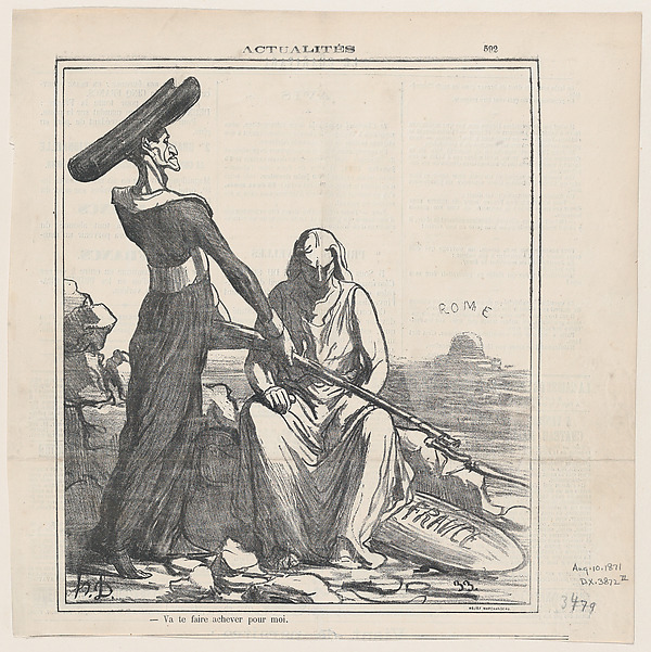 Honoré Daumier, Go and get yourself killed for me, from 'News of the day,' published in Le Charivari, August 10, 1871