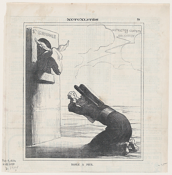 Honoré Daumier, Basile in fear, from 'News of the day,' published in Le Charivari, February 9, 1872
