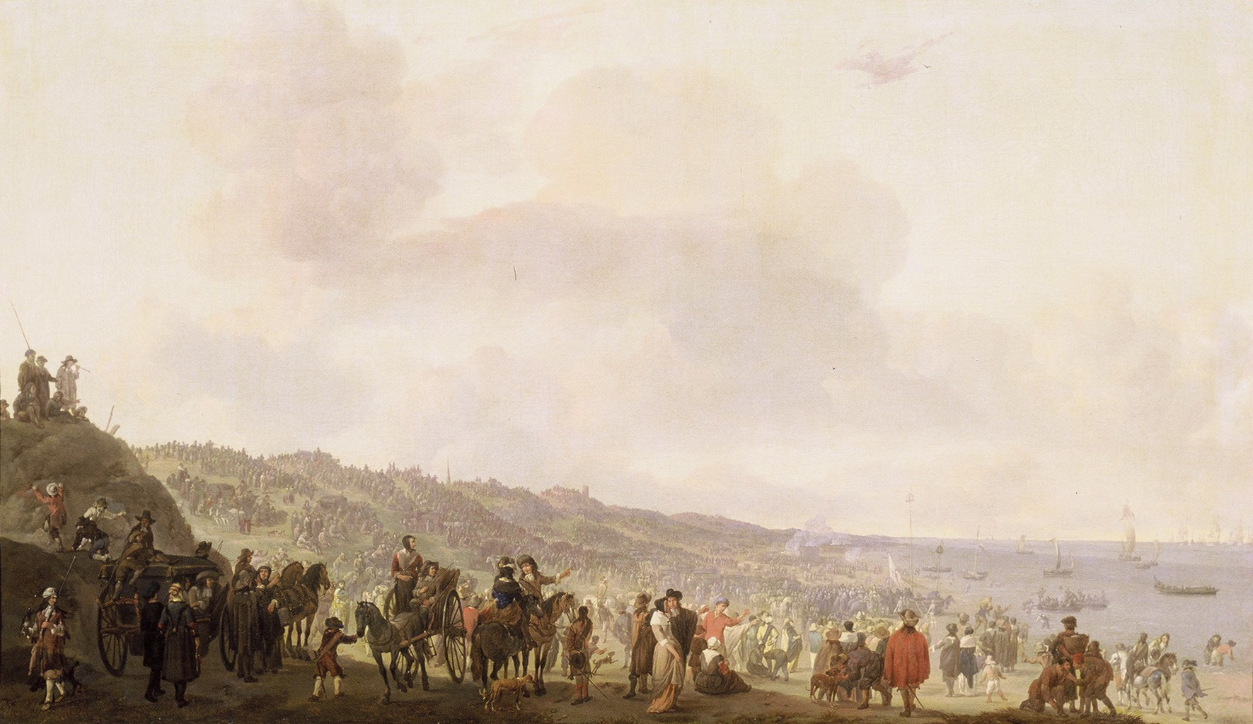 Johannes Lingelbach, Het vertrek van Karel II (1630-1685) uit Scheveningen, 2 juni 1660