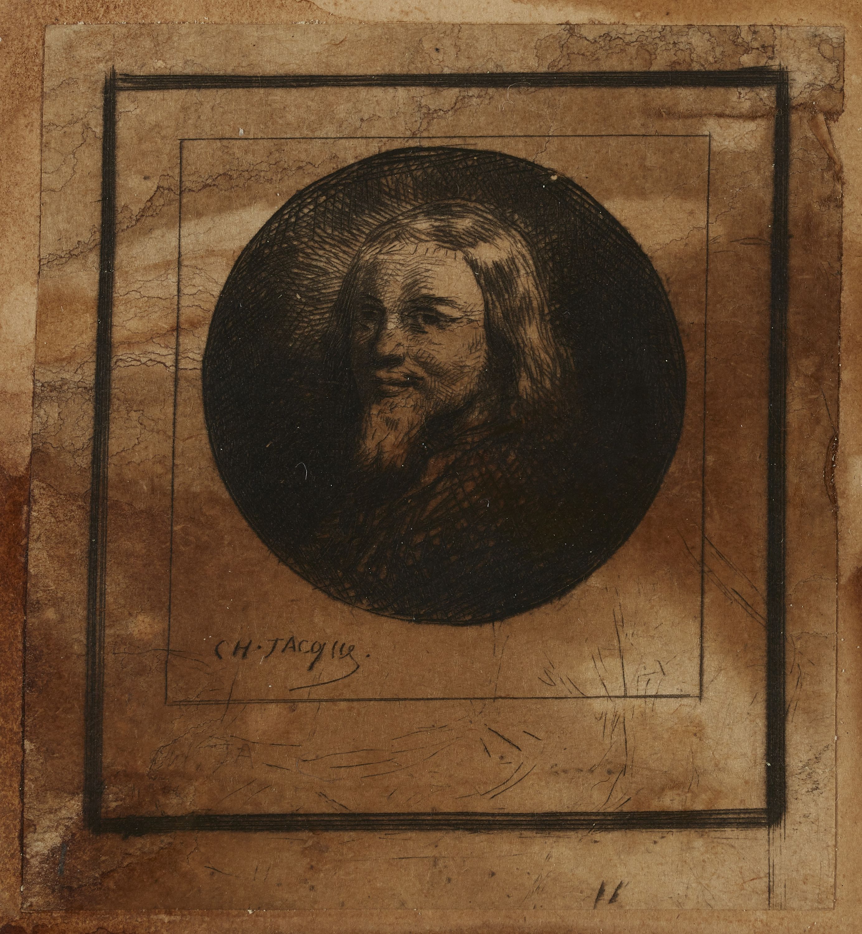 Charles-Emile Jacque, Tête d'homme à barbe blanche, IFF 216, Beraldi 253