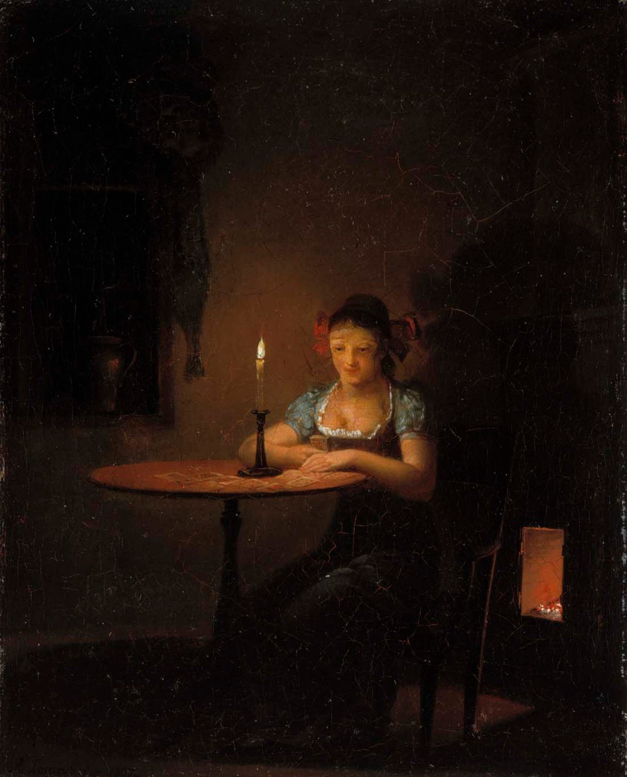 Aleksander Lauréus, Young Woman Playing Patience