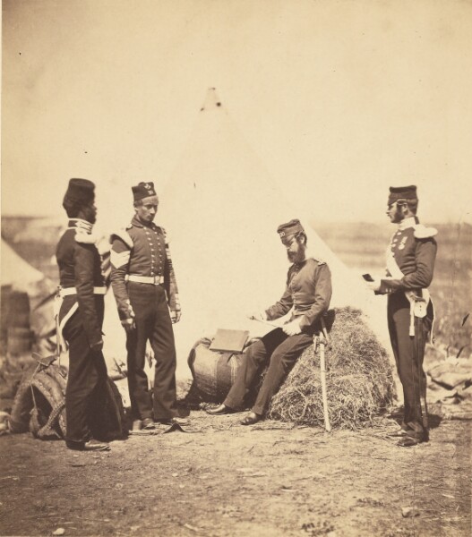 Roger Fenton, Capt. Walker 30th Regiment reading General Orders.