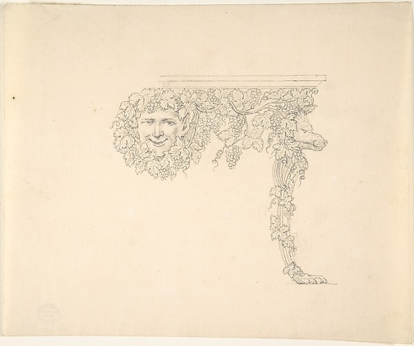 Anonymous, British, 19th century, Table Design with Bacchus and Boar's head