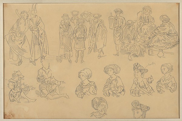 Eugène Delacroix, Figures in Medieval Costume (Tracings from the "Nuremberg Chronicle")