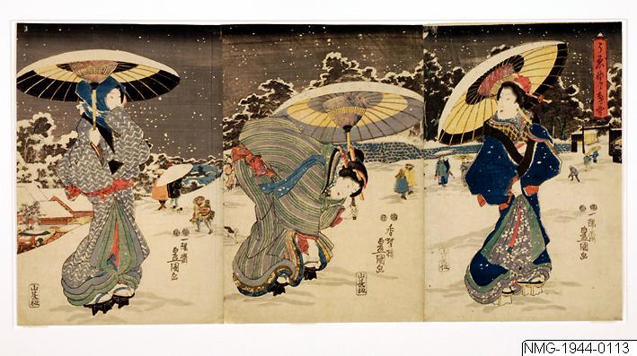 Utagawa Kunisada (Toyokuni III), Träsnitt, Triptyk, Bildkonst, Woodcut, Print, Woodblock