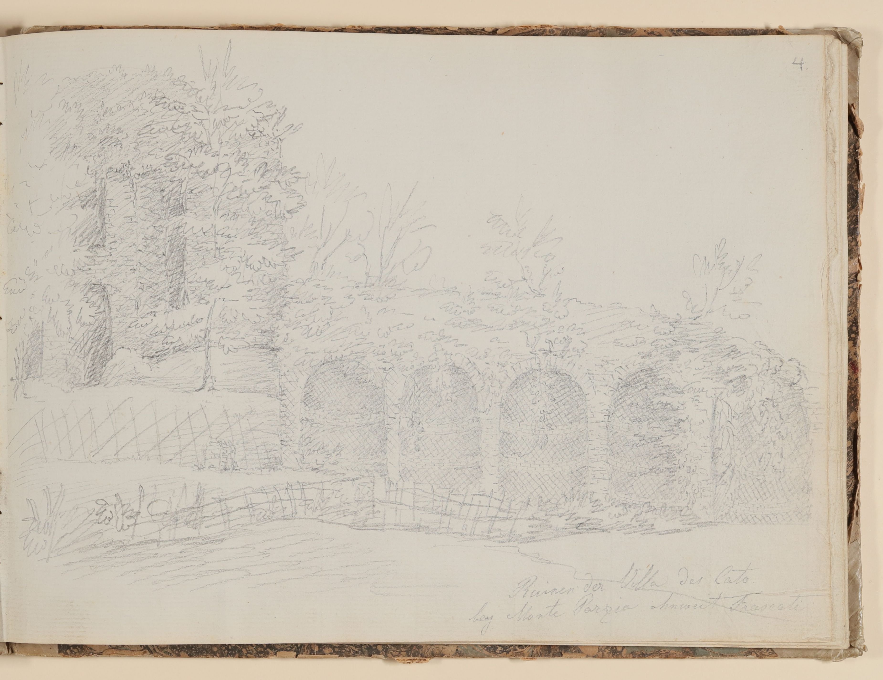 Rosette Städel, Ruinen der Villa des Cato [aus einem Skizzenbuch der Rosette Städel, Blatt 4]