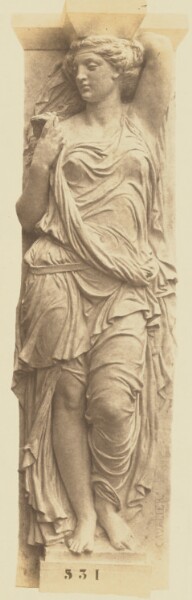 Édouard Baldus, [Caryatid by Jules Cavelier, Decoration of the Louvre, Paris]