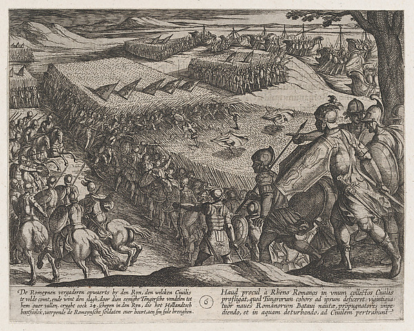 Antonio Tempesta, Plate 6: Romans Defeated Near the Rhine, from "The War of the Romans Against the Batavians" (Romanorvm et Batavorvm societas)