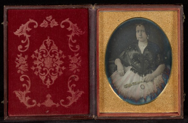 Unknown, [Portrait of a Woman in a Black Jacket Holding a Fan]