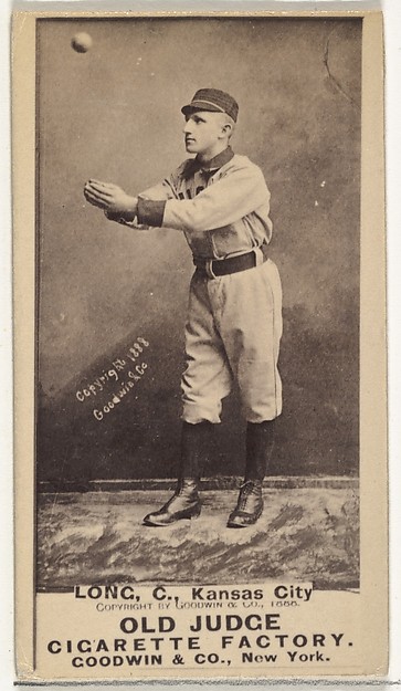 Goodwin & Company, Herman C. Long, Catcher, Kansas City Cowboys, from the Old Judge series (N172) for Old Judge Cigarettes